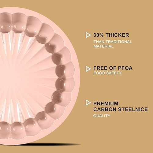 Vista 5 de Pastel de silicona de 10 pulgadas con molde de 8 pulgadas (paquete de 2) – Molde antiadherente para hornear pastel de libras, gelatina, pan