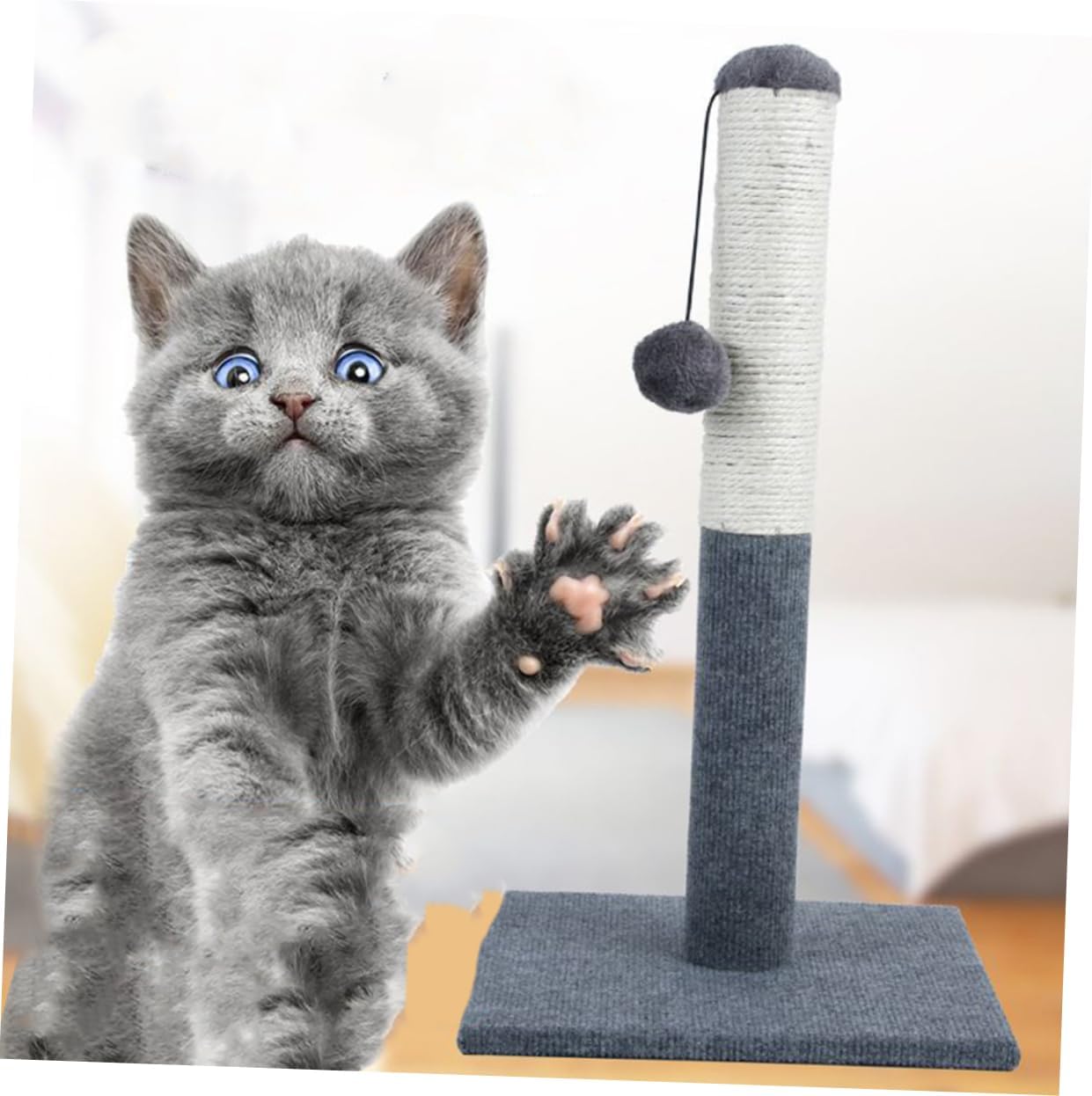 Scratch Board and Sisal Grinding Post for Cats Cat Scratch Toy Grey Keeps Entertained and Protects Furniture for Indoor Play and Exercise
