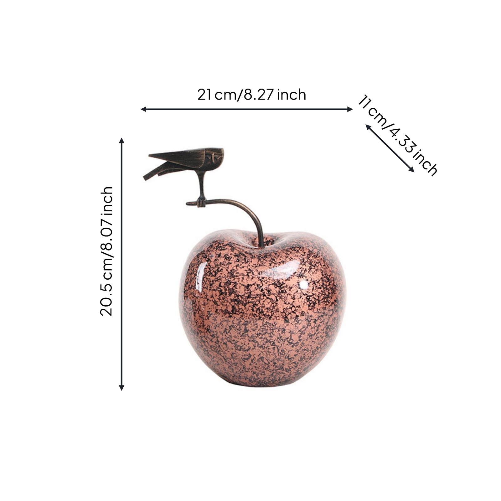 Apfel-Dekofigur Dekoapfel Geschenkidee Apfel-Ornament für Schreibtisch, Groß 25 18 28cm, Weiß