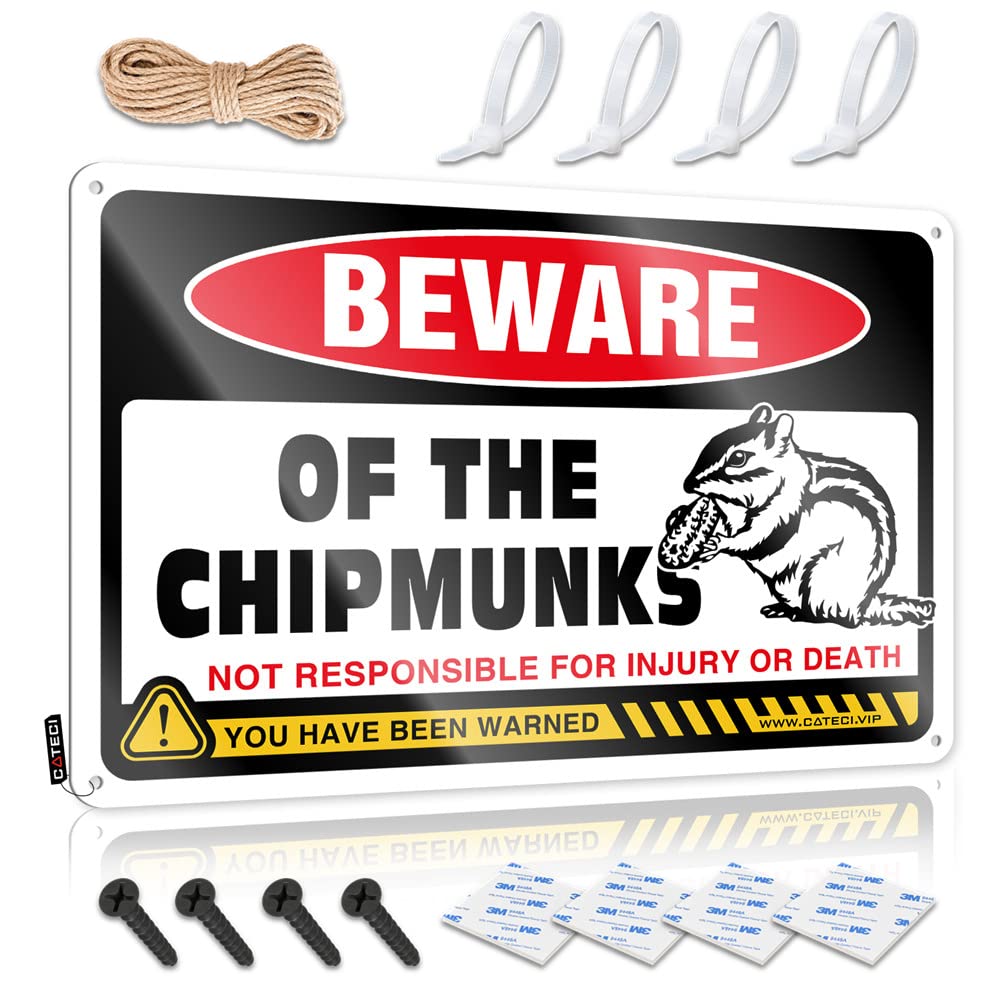 Beware Of Chipmunks Christmas Office Hanging | Inappropriate Wall Art Fun Vintage Metal Wall Decor(30X40CM)