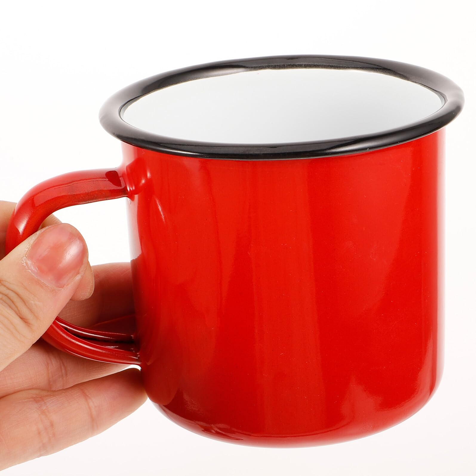 Hohopeti Tazas de Esmalte Fácil de Limpiar Juego de 4 Diseño Clásico de 350ml Vintage para para Camping Adecuado para Café, Té y Uso al Aire Libre Café, Té y Uso al Aire Libre