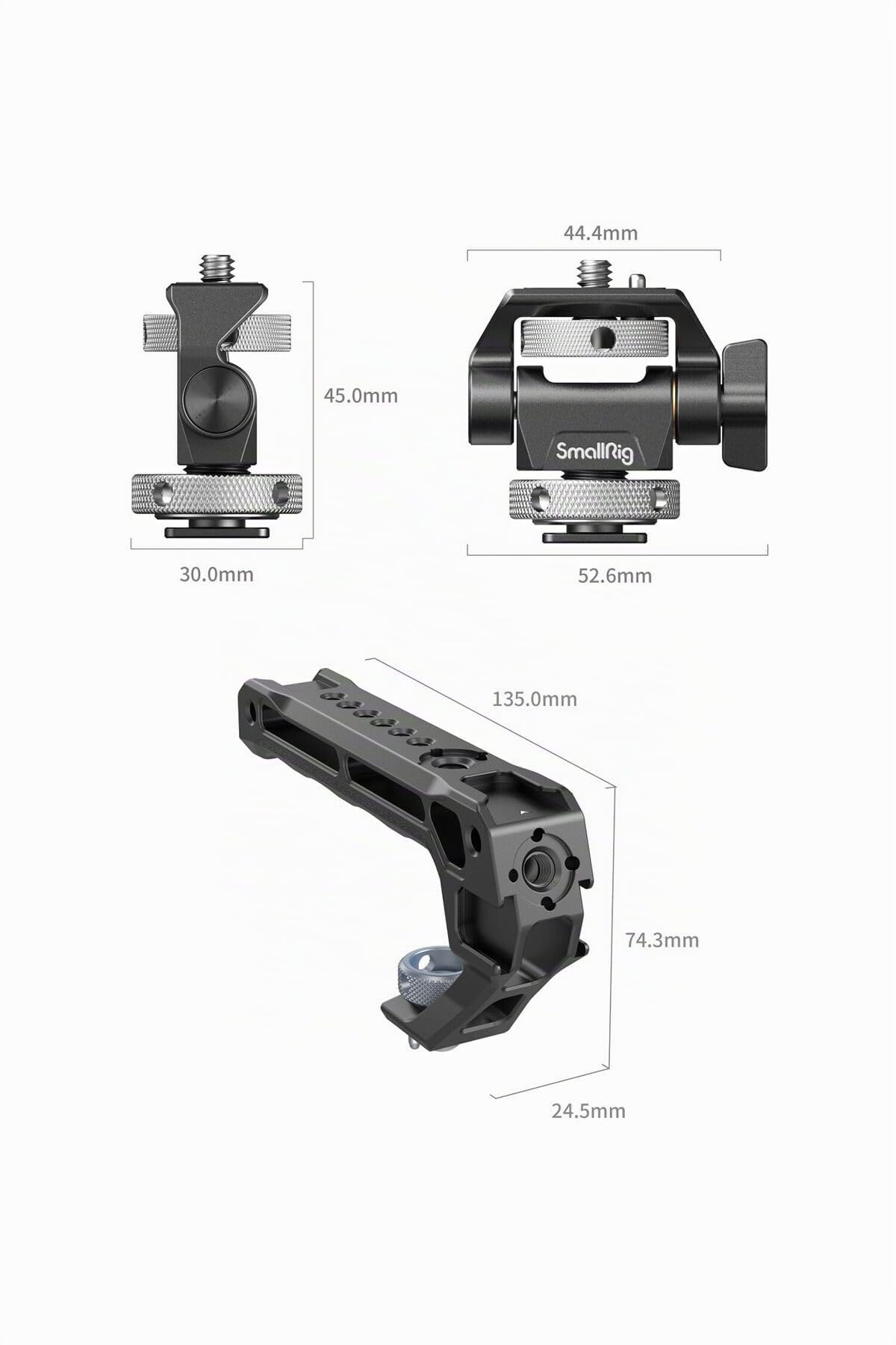 SMALLRIG Top Handle with Monitor Mount Kit, with 3/8"-16 Locating Holes for ARRI, 5 Built-in Cold Shoe, 360° Swivel and 180° Tilt Adjustable Monitor Holder with Thumbscrew, Anti-Twist Design - 5322