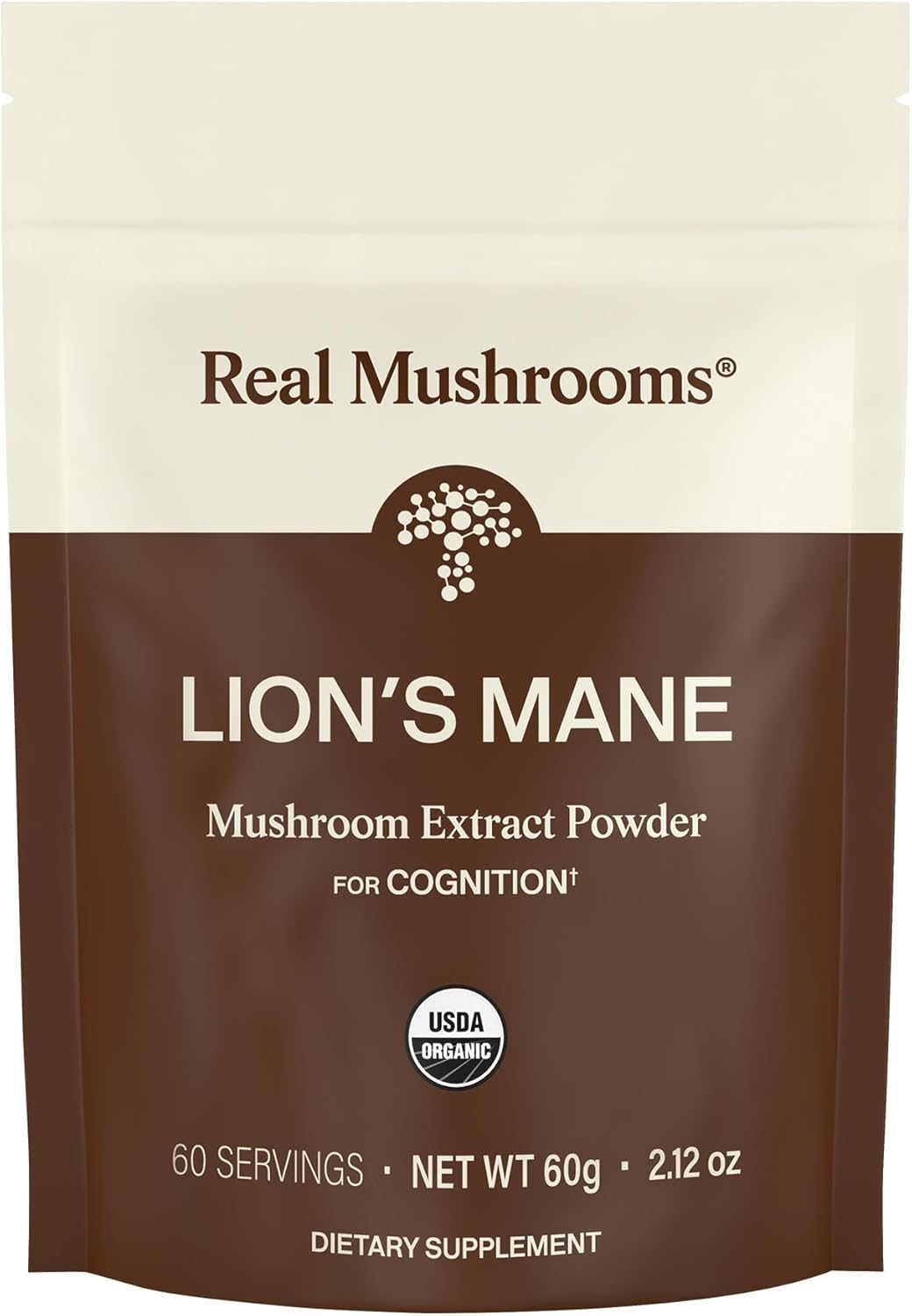 Real Mushrooms Lions Mane Mushroom Supplement - Organic Lions Mane Extract Powder for Overall Wellness with Adaptogens – Functional Vegan, Non-GMO Blend with 60 Servings