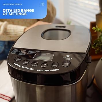 Automatic Bread Maker Compact Home Bread Machine with 15+ Settings, Viewing Window & Adjustable Crust Control 2lb Capacity Non-Stick Pan Stainless Steel