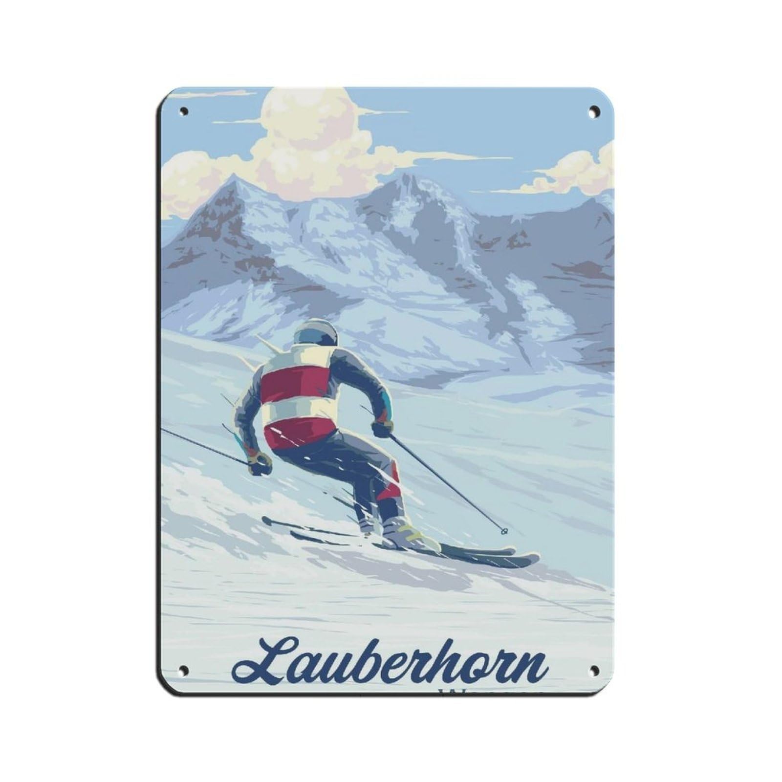 Décoration murale de ski Lauberhorn : plaque métallique vintage aux finitions soignées