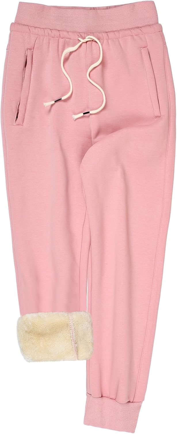Gihuo Women's Sherpa Lined Sweatpants Winter Casual Jogger Sweat Pants Warm Athletic Thermal Fleece Lining Lounge Pants