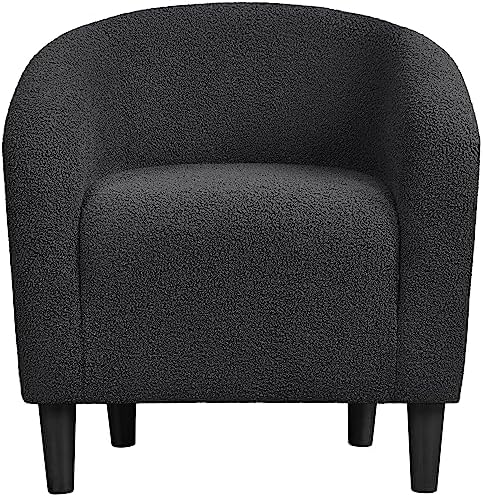 Accent Chair Boucle Club Chair Upholstered Arm Chair for Living Room Office Occasional Reception Home Cafe Dark Gray