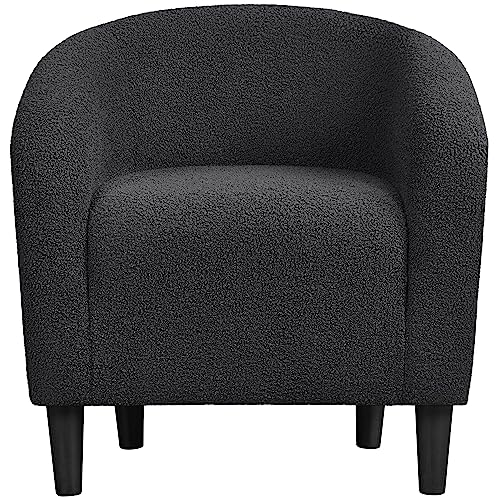 Accent Chair Boucle Club Chair Upholstered Arm Chair for Living Room Office Occasional Reception Home Cafe Dark Gray