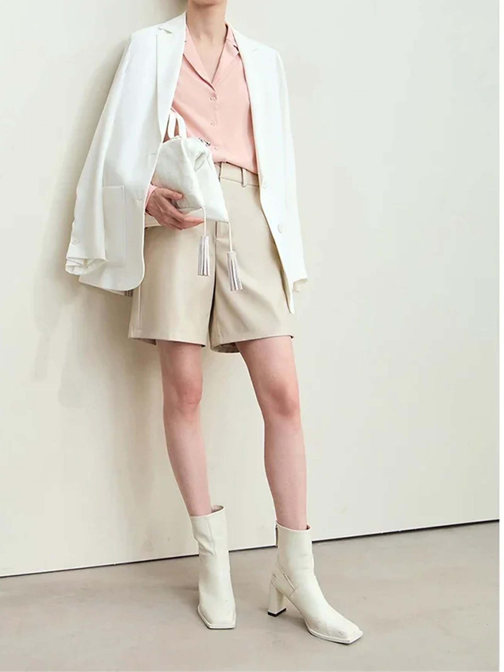 Camisa de gasa para mujer, básica, holgada, con muescas, para oficina