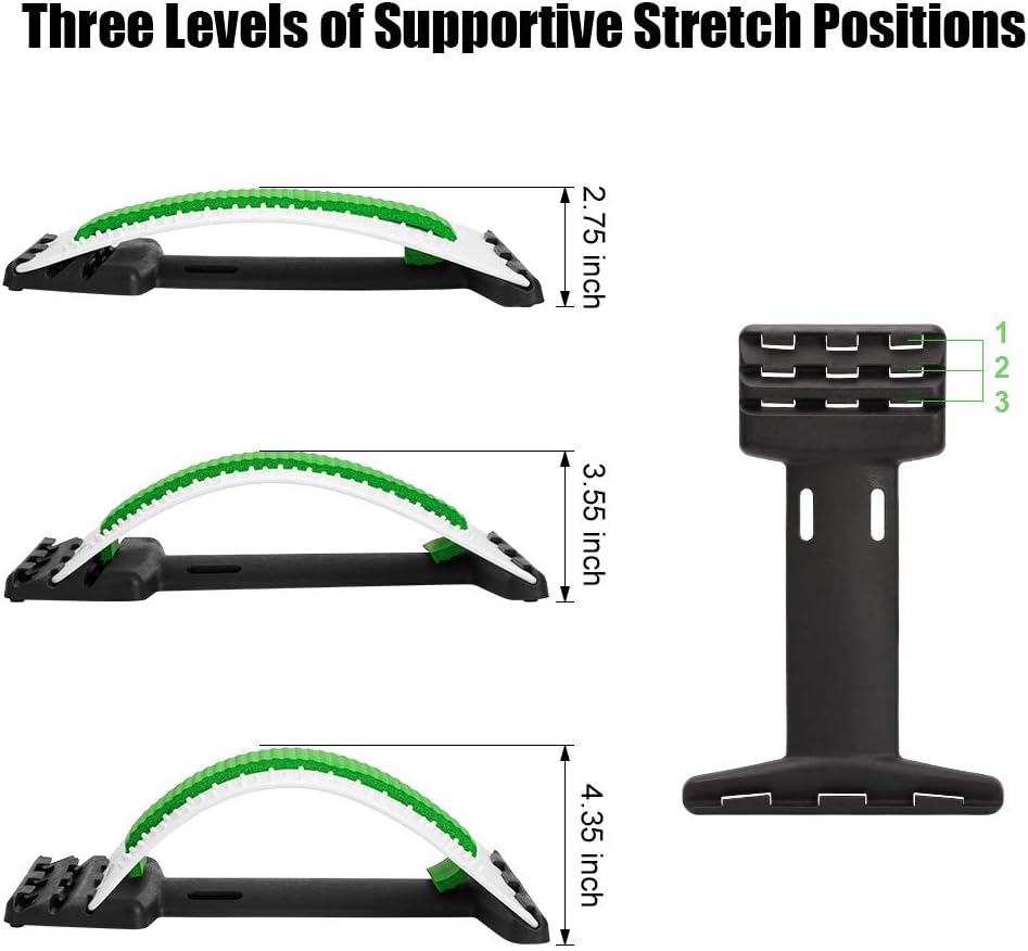 Emoly Back Stretcher - Lower and Upper Back Pain Relief, Lumbar Stretching Device,Posture Corrector - Back Support for Office Chair | Upper Back Stretcher Support and Pain Relief (White/Green)