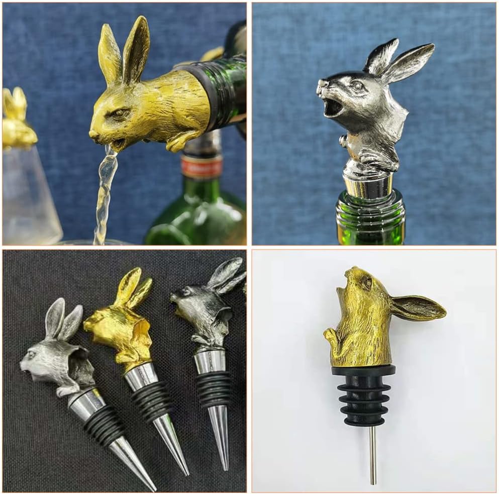 Hemoton 2pcs Rabbit Head Wine Pourer Creative Stainless Steel Wine Pourer for Easter Celebrations for Party Accessory