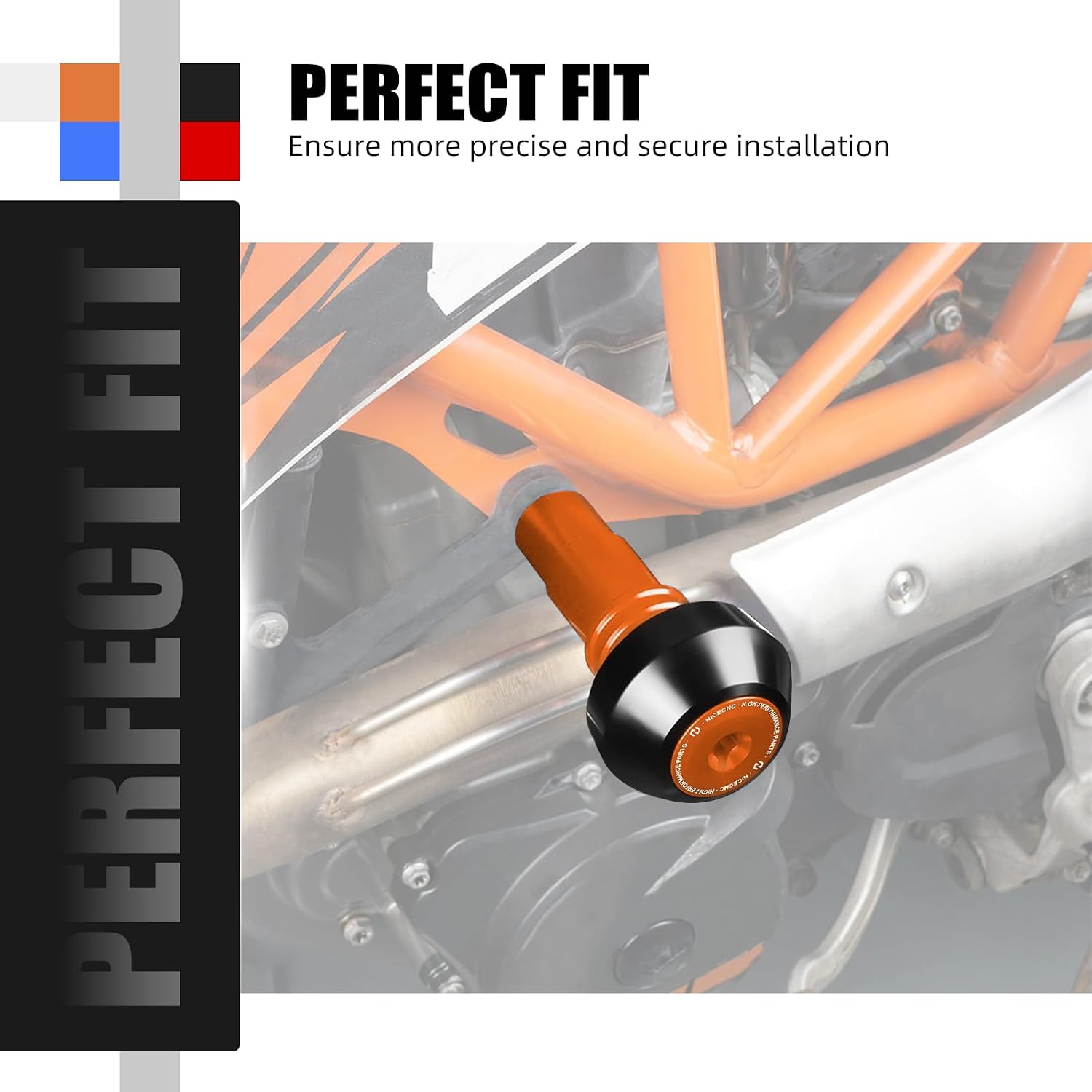 NICECNC Motorcycle Frame Sliders Protector Crash Guard Compatible with 690 Enduro SMC SMC R 2008-2024, Compatible with Husqvarna 701 Supermoto/Enduro 2016-2024, Aluminum, Orange