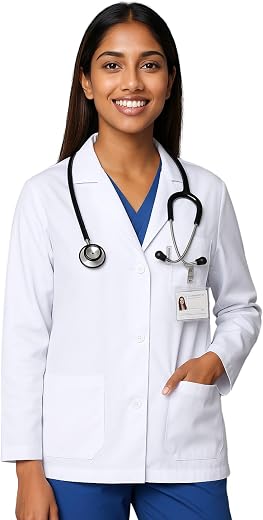 uniformer Full Sleeves Lab Coat for Women | Professional Lab Coat | Durable &amp; Comfortable | Lightweight &amp; Breathable Fabri...