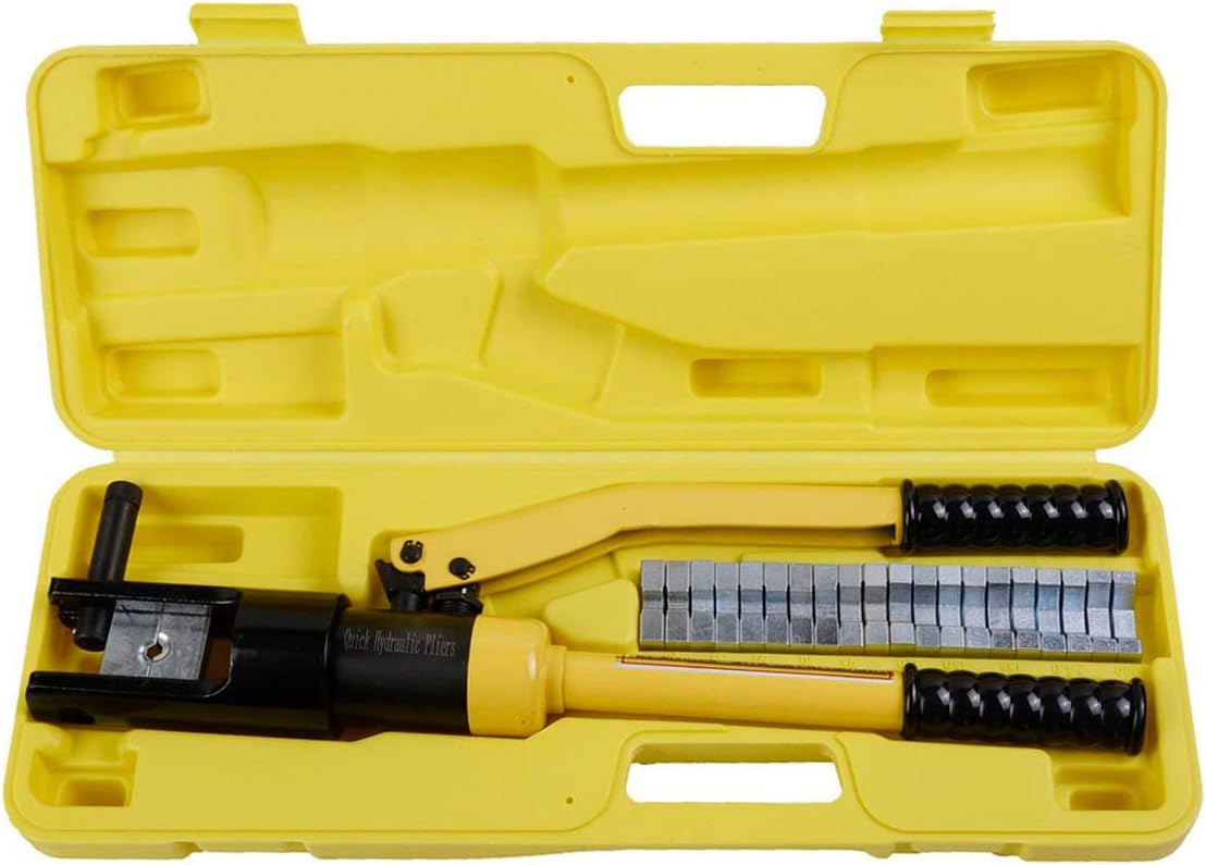16 Ton Hydraulic Wire Terminal Crimper Battery Cable Lug Crimping Tool W/Dies