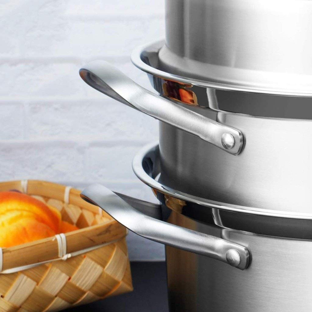 Edelstahl-Dampfgarer 304 Suppentopf, multifunktionaler Dampfgarer 3-lagiger großer gewerblicher Dampfgarer Induktionsherd und Gasherd
