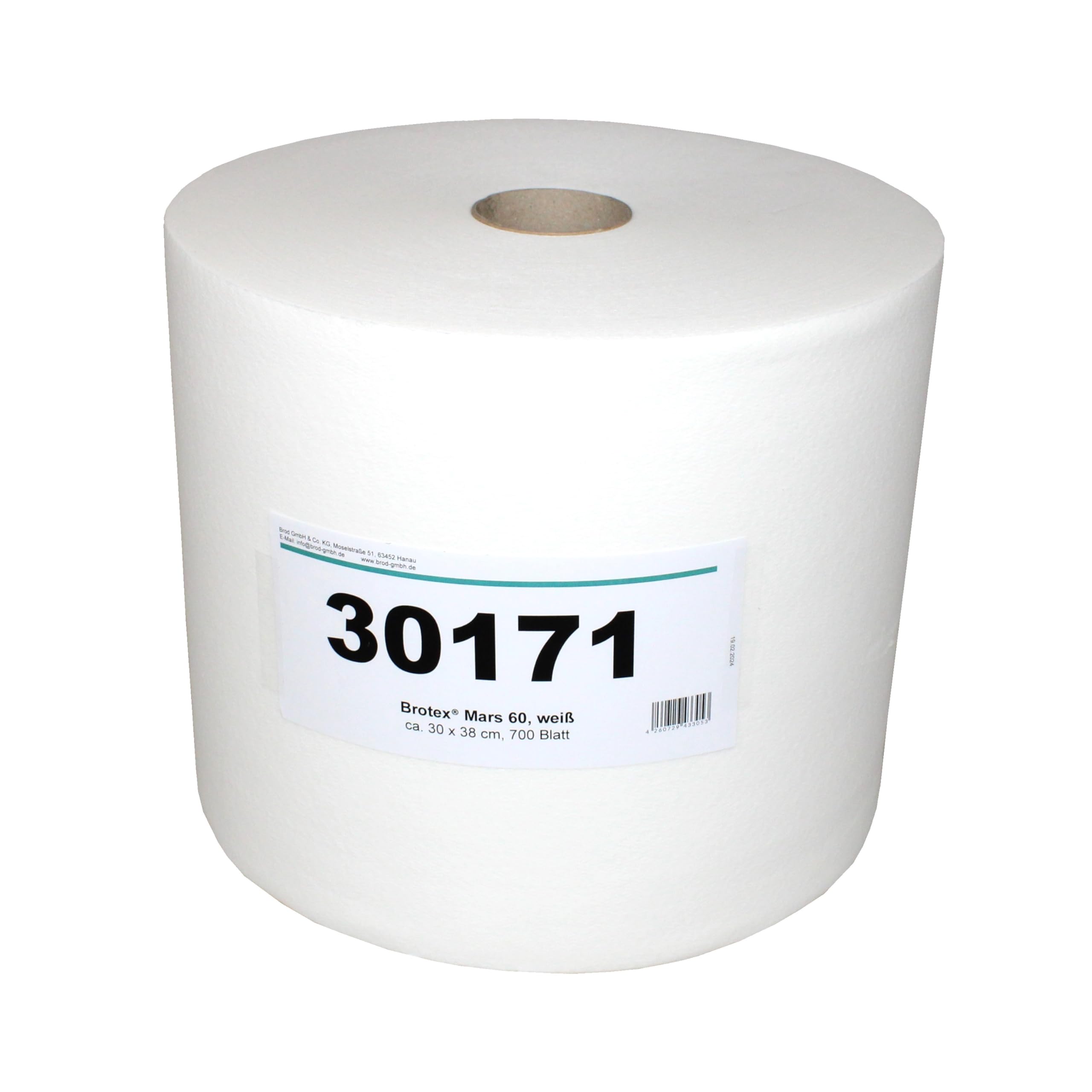 Brotex® Airlaid Wischtücher auf Rolle, 700 Blatt, 30cm breit, 90% Zellstoff | Hochvoluminöse Profi-Tücher, extrem saugstark, formstabil, fusselarm, lösungsmittelresistent und lebensmittelunbedenklich