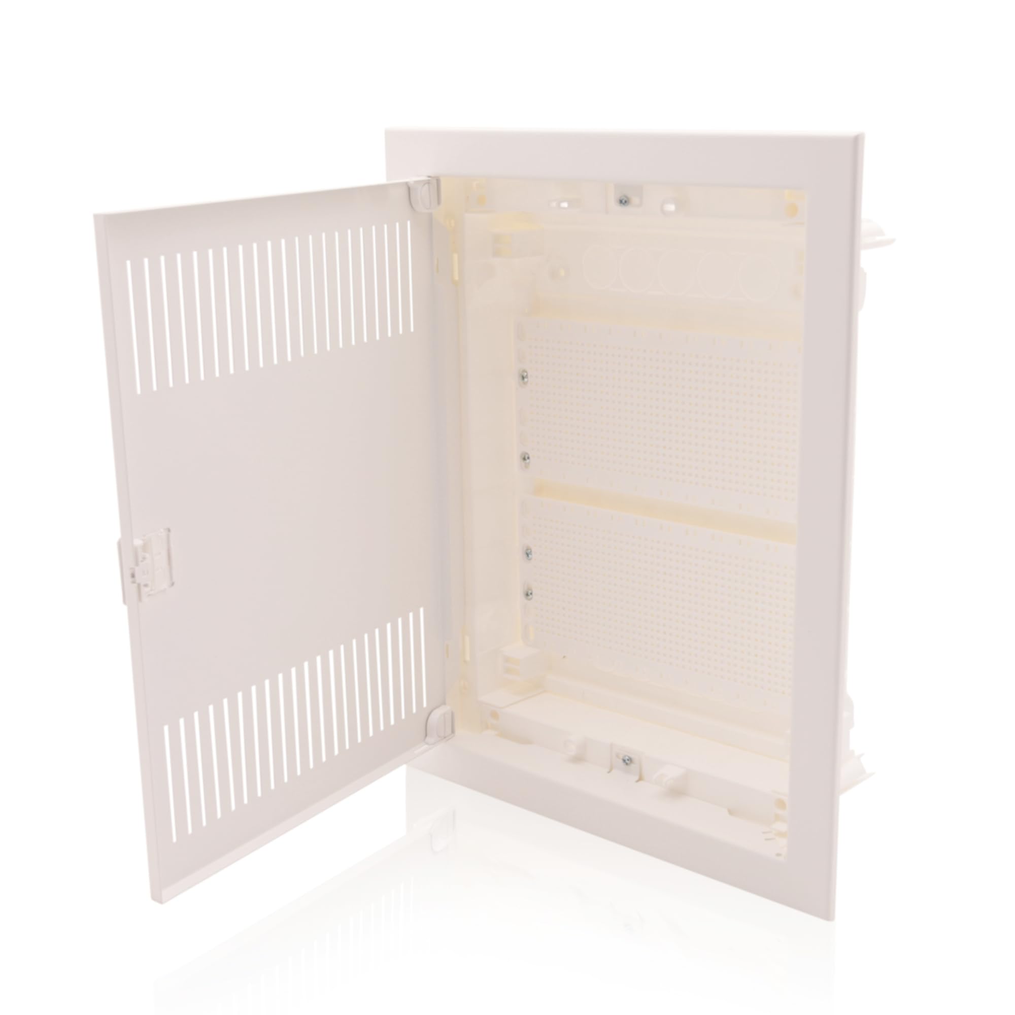 Intratec distribuidor de comunicación empotrado, IP40 – Distribuidor multimedia para hogar completamente conectado, serie DIXBOX-XT, armario para sistemas multimedia, 442 x 346 x 92 mm, blanco
