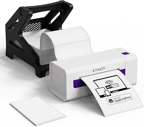 KNAON Impresora térmica de etiquetas AirPrint, impresora inalámbrica de etiquetas de envío Wi-Fi de 4 x 6 pulgadas para iPhone, iPad, Mac,