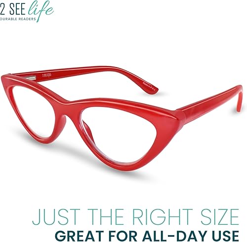 Miniatura 6 de Lentes de lectura rojos de ojo de gato para mujer para lucir elegante, a la moda con alta visión, cómodas bisagras de resorte para todas las formas