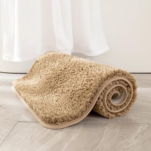 MIULEE Tapete de baño pequeño antideslizante para baño (16 x 24 pulgadas, camello), absorbente, grueso, suave, de microfibra, lavable a máquina, disponible en Yaxa El Salvador
