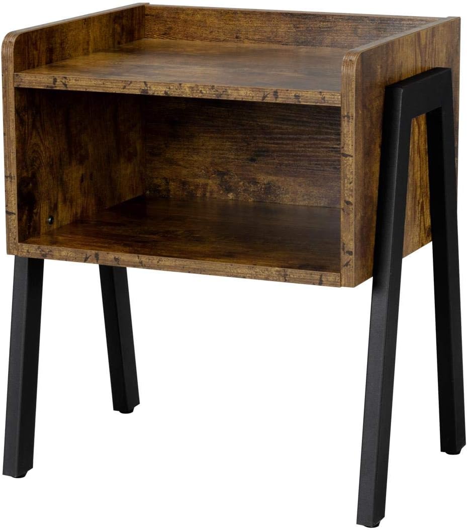 Yaheetech Bedside Table, Industrial Stackable Side Table with Open Storage, 2...