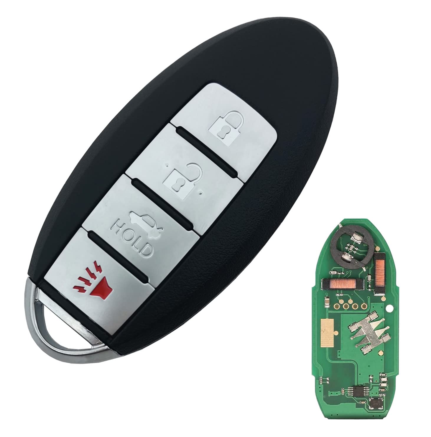 4 Buttons Keyless Remote Car Key Fob Fit for Nissan Altima 2007 2008 2009 2010 2011 2012 Maxima 09-2013 2014 Murano 370Z Infiniti EX35 FX35 G37 G25 Smart Proximity KR55WK48903, KR55WK49622 (Silver)