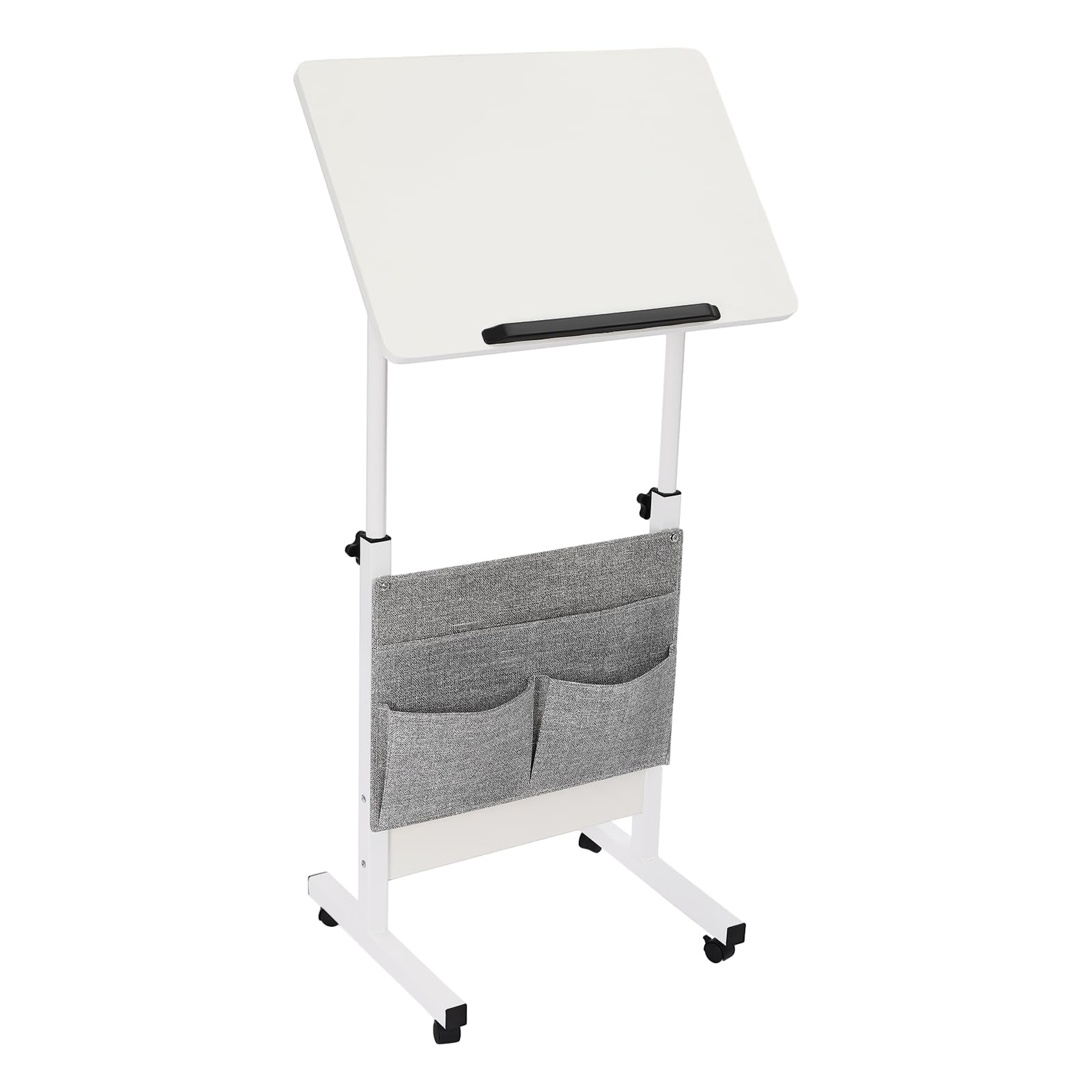 Height Adjustable Standing Desk with Storage Bag and Wheels Rolling Stand Up Desk Computer Table with 180 Flip — view 5