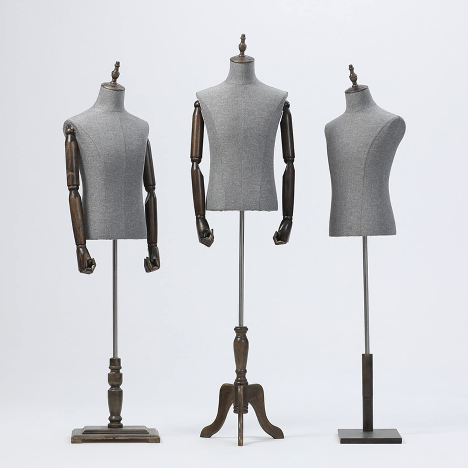 Maniquí Cuerpo Torso Masculino, Modelo de Maniquí de plástico a Media Escala con Base Redonda de Madera para Escaparate Fotografía Soporte de Exhibición de Estudio, Fácil de Montar
