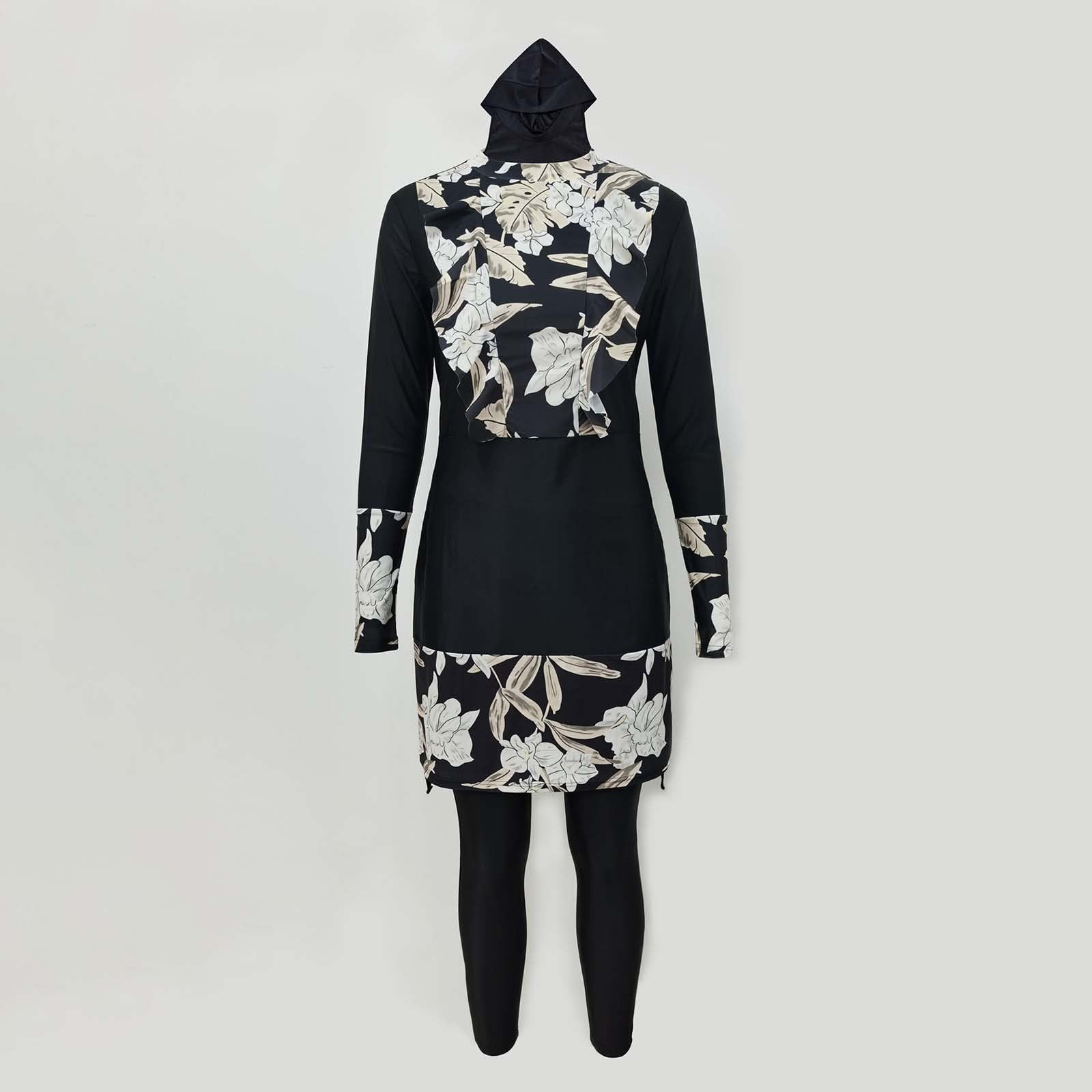 Costume da bagno musulmano da donna a maniche lunghe Burkini Set 3 pezzi con Hijab e pantaloni sportivi traspirante Costume da bagno musulmano vestito conservativo a maniche lunghe