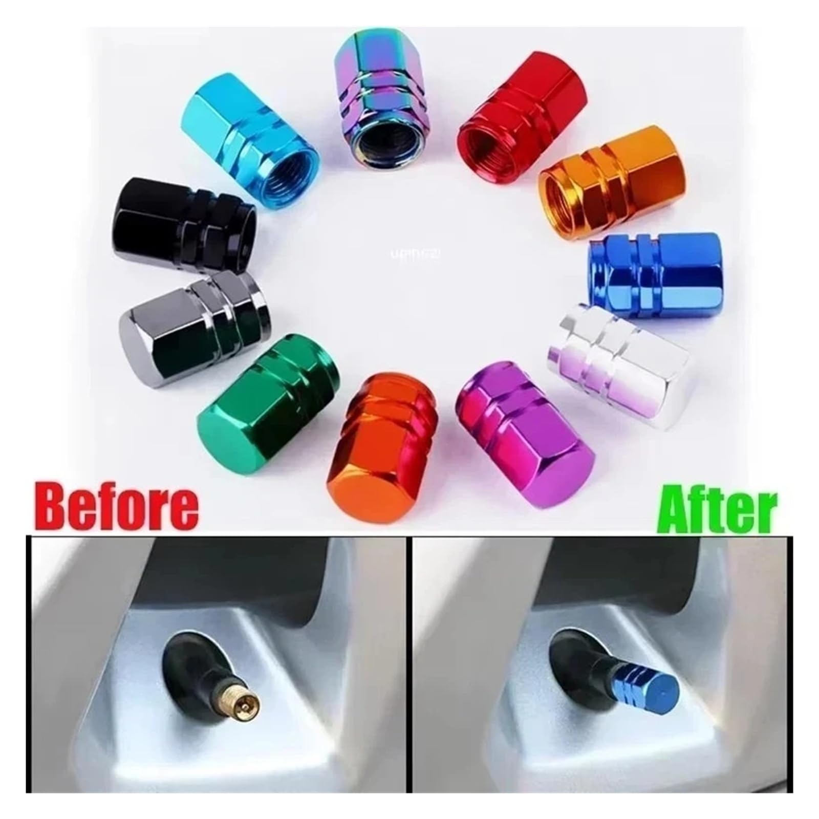 4/12Pcs Aluminum Valve Caps Dustproof for Car Motorcycle Bike(Silver)