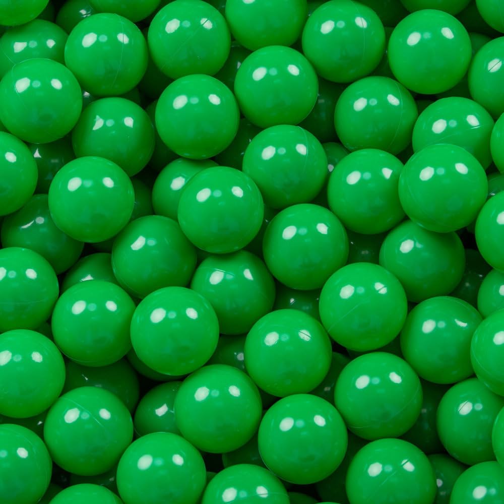 PUMPKINS Playful Ocean Fun Balls - 100 Pcs Soft Plastic Balls for Kids - Ideal for Tent, Swim Pit, Pool & Bathtub - Green