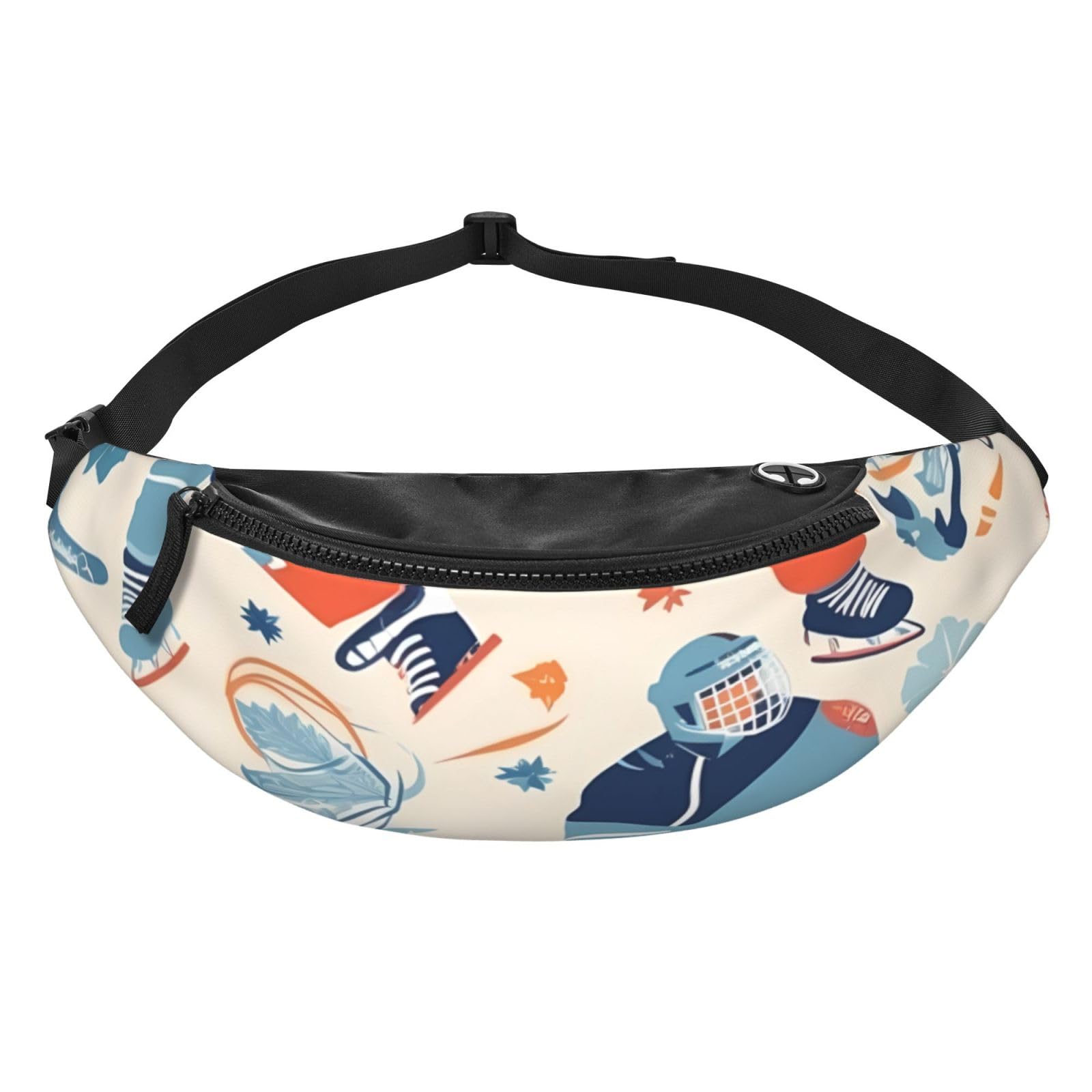 Hockey Elements Creative Patterned Fanny Pack for Men Women Fashion Running Waist Packs Waterproof Crossbody Bags Everywhere Belt Bag with Adjustable Strap Sports Hip Pack for Travel Wallet
