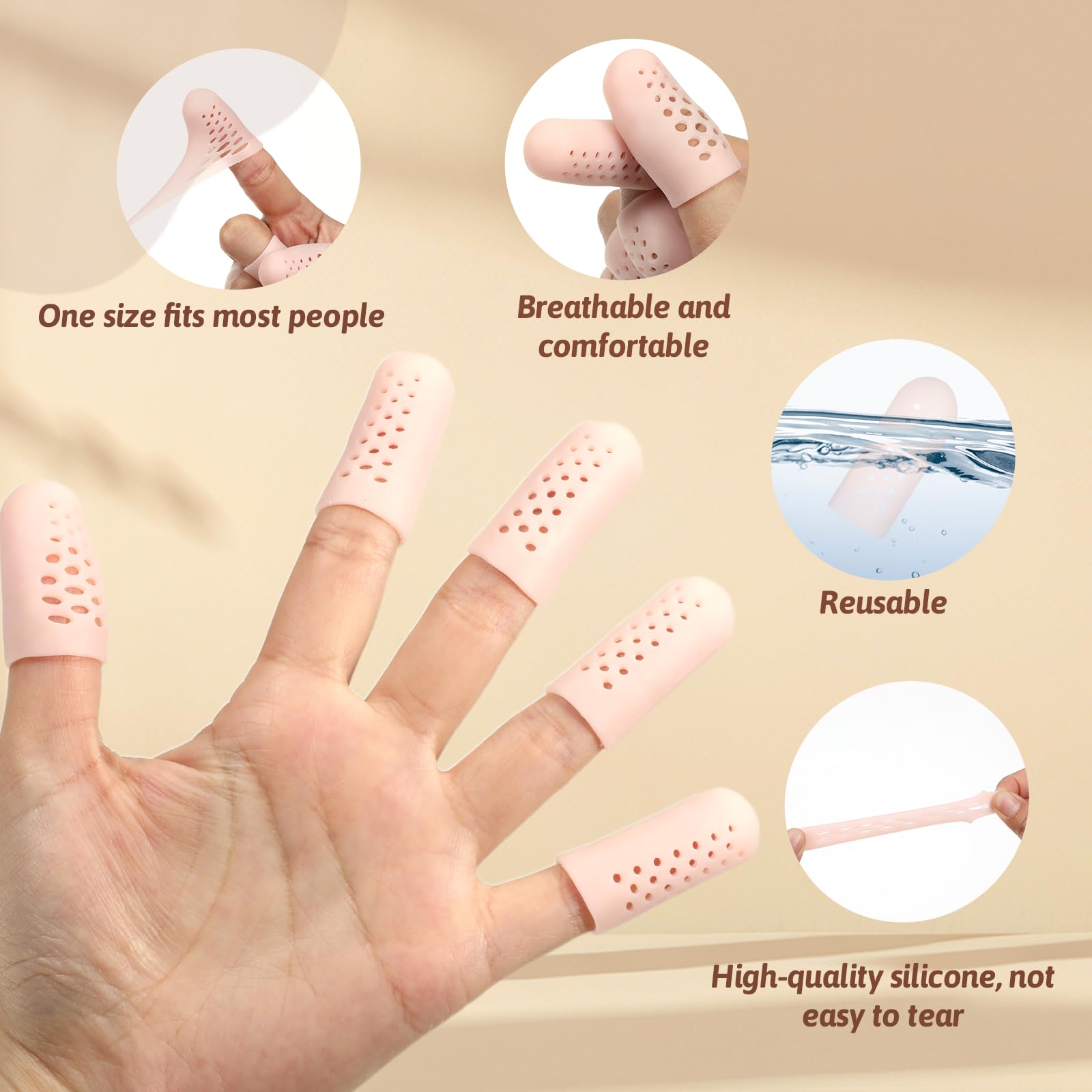 12 cunas de gel para dedos con agujeros de aire, protectores de dedos de silicona, puntas de dedos, protectores de dedos, protectores de dedos, guantes transpirables, protector de dedos para