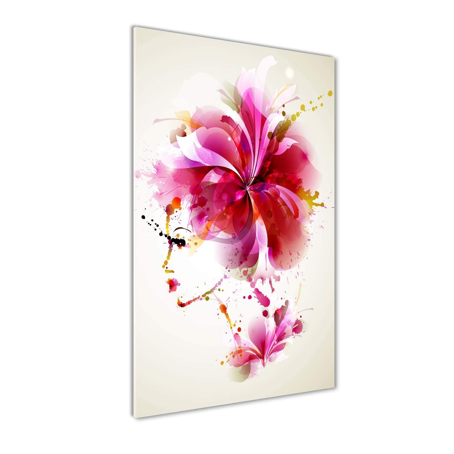 Tulup Impression sur Verre de 50x100 cm Image Tableau Photo décorative panoramique pour la Cuisine et Le Salon - Art: Moderne et Classique - Abstraction d'une Femme - Rose