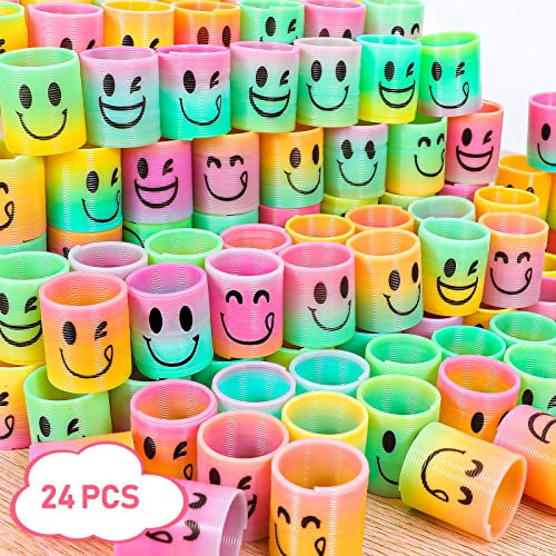 Image of AZEN 24 Pcs Mini Spring Party Favors for Kids 3-5 4-8, Goodie Bags Stuffers for Birthday Party, Classroom Prizes Kids Prizes, Small Bulk Toys Gifts (4 Smile)