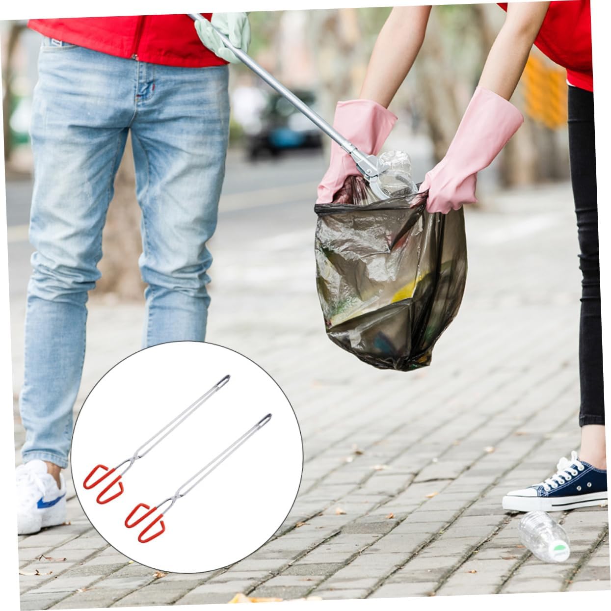 GALPADA 2pcs Garbage Clamp Comfortable Handle Trash Pliers Extended to Use for Cleaning