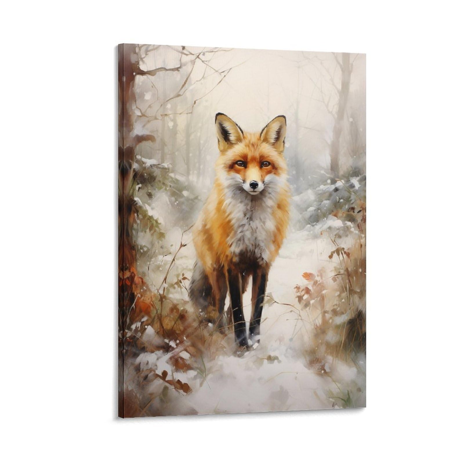 Foccar Frame-Countryside Fox Canvas Wall Art Countryside Fox Wall Decorations For Living Room Vintage Wildlife Rustic Animal Hang Pictures Wall Artwork