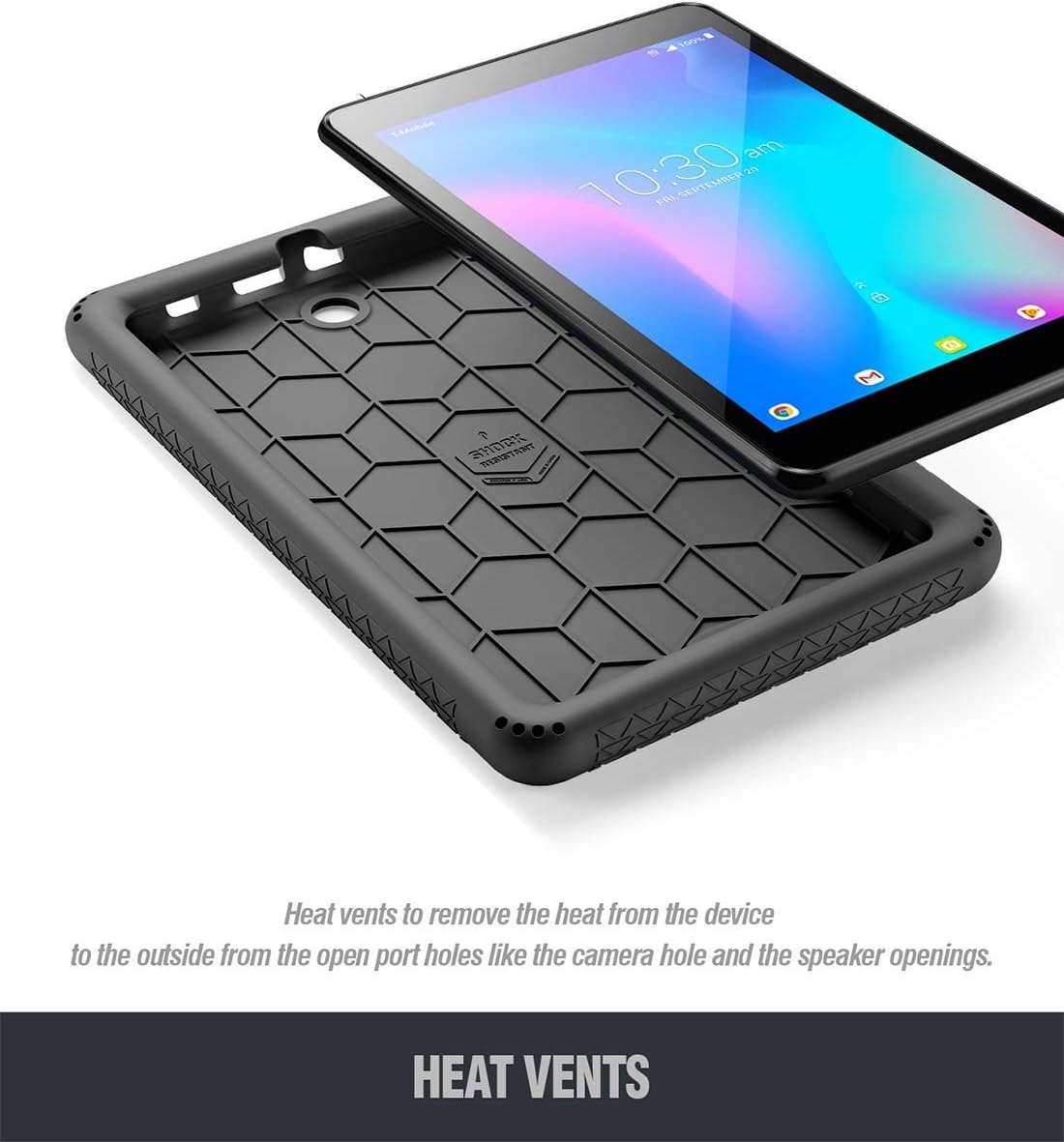 Poetic TurtleSkin Series Designed for Alcatel Joy Tab 8 Tablet case, Alcatel 3T 8 Tablet Case, Heavy Duty Shockproof Kids Friendly Silicone Case Cover, Black