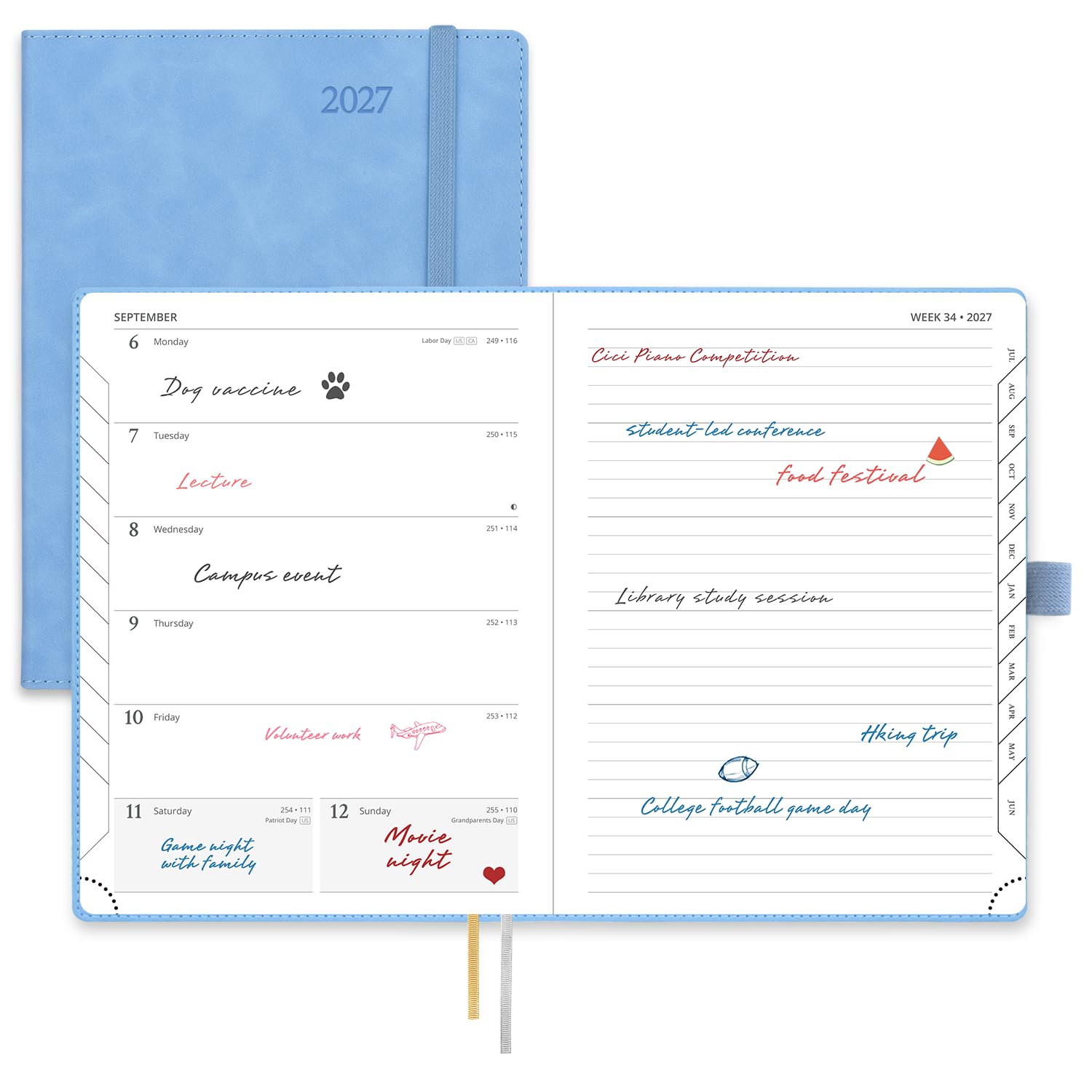 POPRUN 2027 Diary A5 Weekly Planner Softcover, 27 Planner & Notebook In One