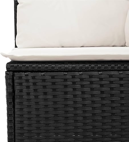 Miniatura 5 de 9-Piece Garden Sofa Set in Black and Cream White with Modular Design and Weather-Resistant Materials for Outdoor Relaxation and Patio Seating