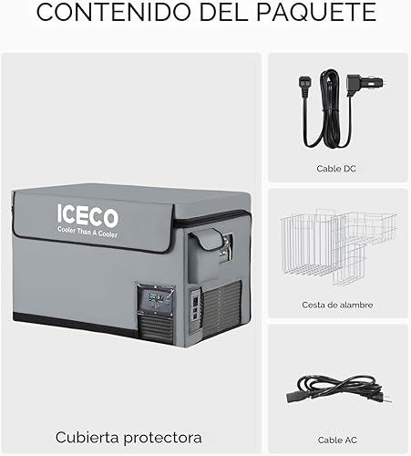 Miniatura 6 de ICECO VL60 Refrigerador portátil de doble zona con compresor SECOP, refrigerador compacto platino de 60 litros, CC 1224 V, CA 110-240 V, 0  a 50 ,