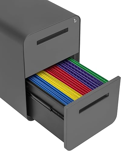 Miniatura 6 de Laura Davidson Furniture Stockpile - Archivador móvil de 2 cajones con cerradura, archivador de metal para debajo del escritorio, carpetas de