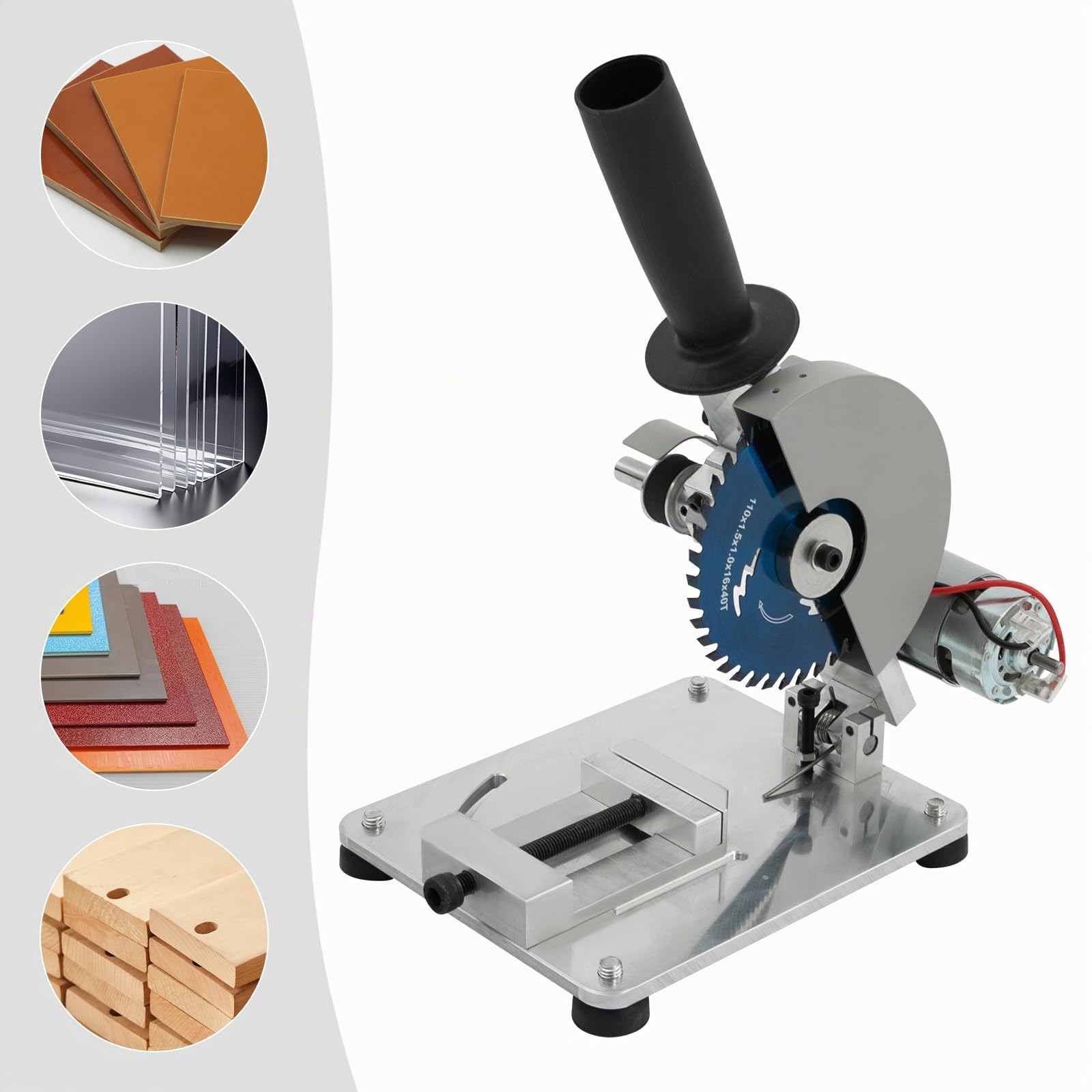 Taglio in metallo da 4 pollici, portatile, mini circolare da tavolo, 9000 rpm, mini troncatrice con 2 lame, macchina per taglio di legno, acciaio, alluminio