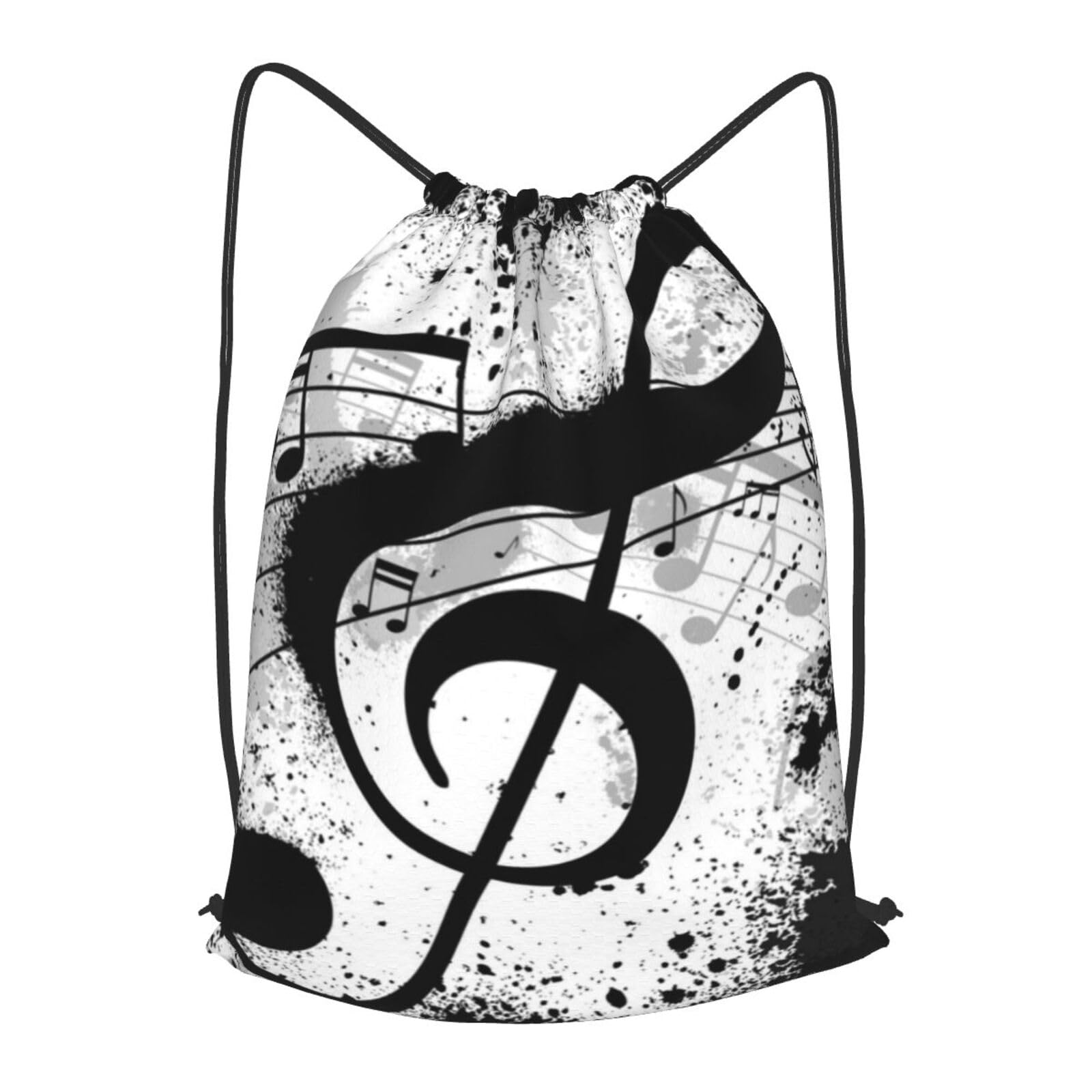 Music Note Drawstring Backpack String Bag Gym Sackpack Lightweight Waterproof Sport Bag for Women Men
