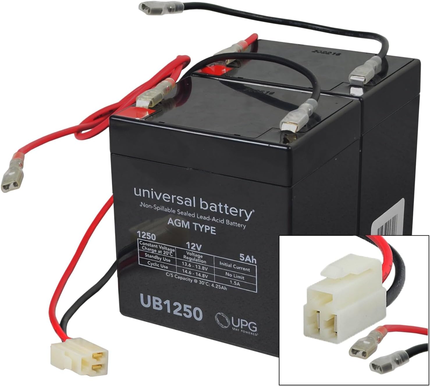 AlveyTech Premium 24 Volt Battery Pack for The Razor Launch Electric Scooter (5 Ah, Versions 1+) - Replacement Set of 2 Rechargeable AGM Batteries with Wiring Harness