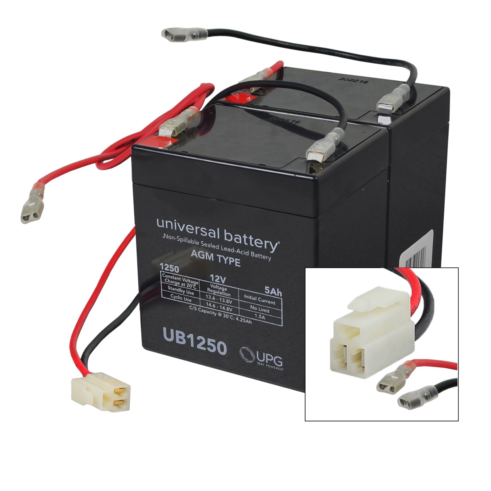 AlveyTech Premium 24 Volt Battery Pack for Razor E100, E100 Glow, and E125 Electric Scooters (5 Ah, Versions 16+) - Replacement Set of 2 Rechargeable