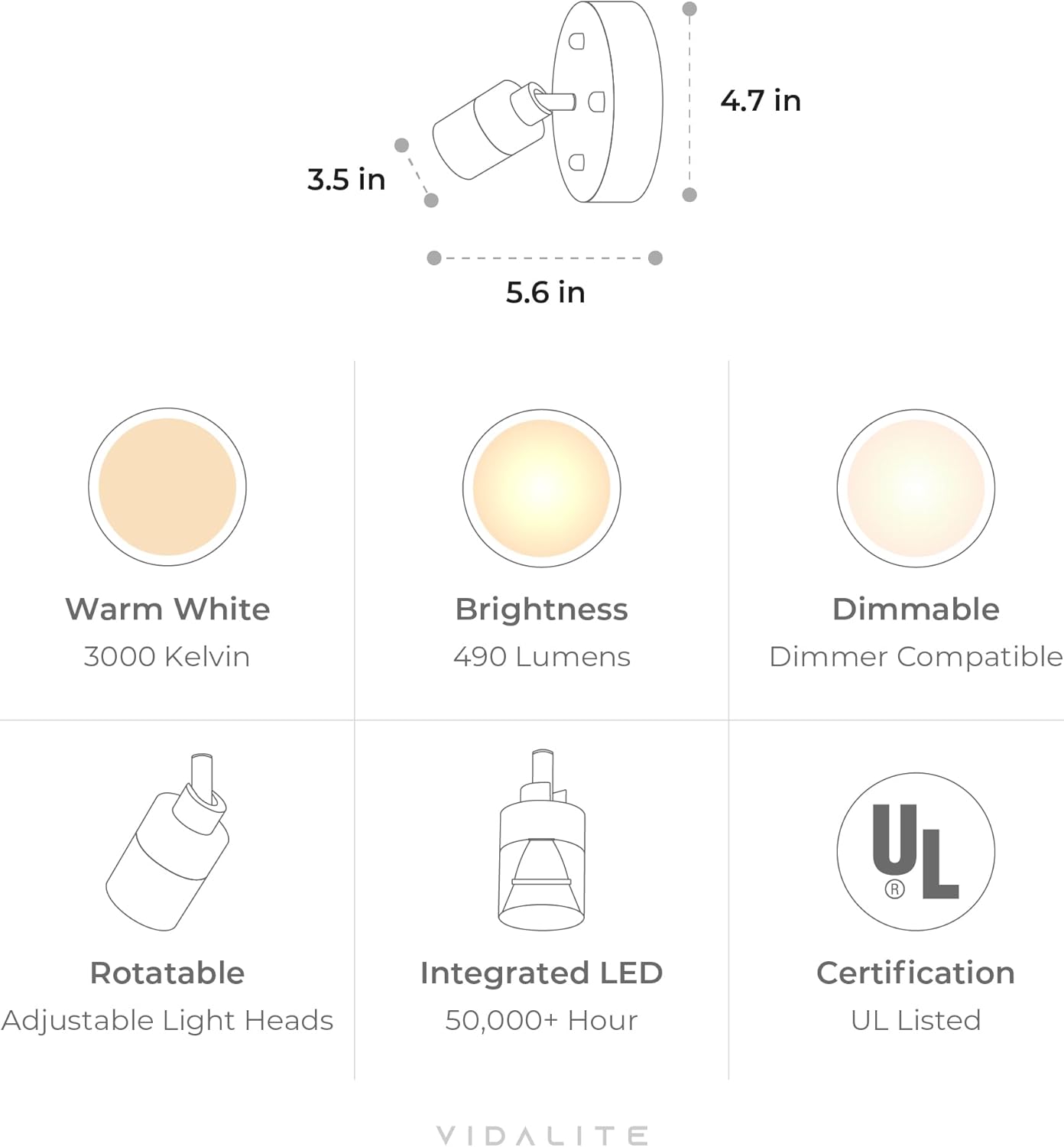 Shura Antique Brass Spot Light with Adjustable Head, Integrated LED Bulb, Flush Mount Wall Sconce, 3000k, 1370 Lumens
