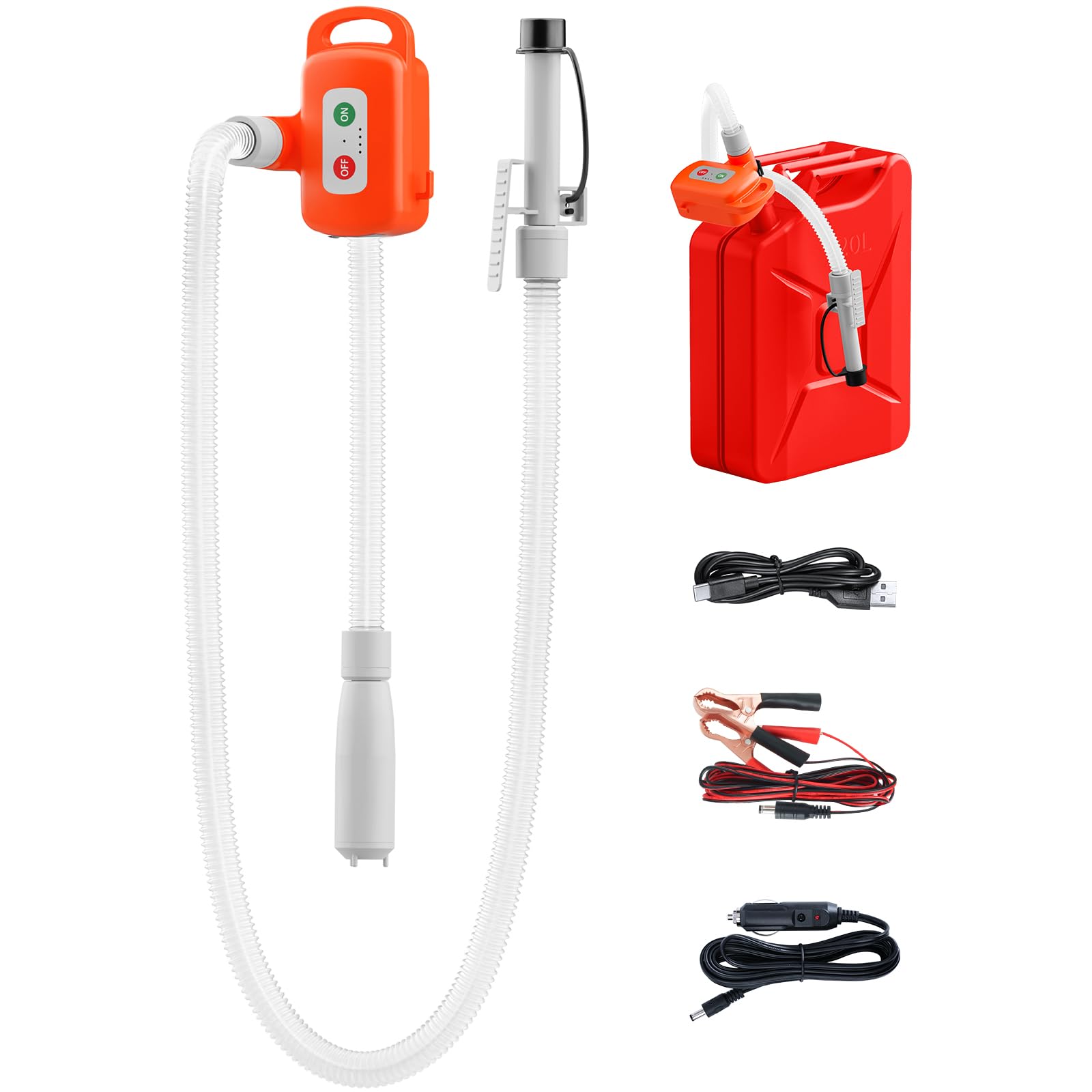 Elektrische Kraftstoffpumpe, Auto-Stop-Sensor 2,4 GPM Pumpe Tragbare Flüssigkeitspumpe Benzinpumpe Dieselpumpe Ölpumpe für Benzin, Diesel, Öl, Wasser mit Bürstenlosem Motor und 2000-mAh-Li-Ionen-Akku