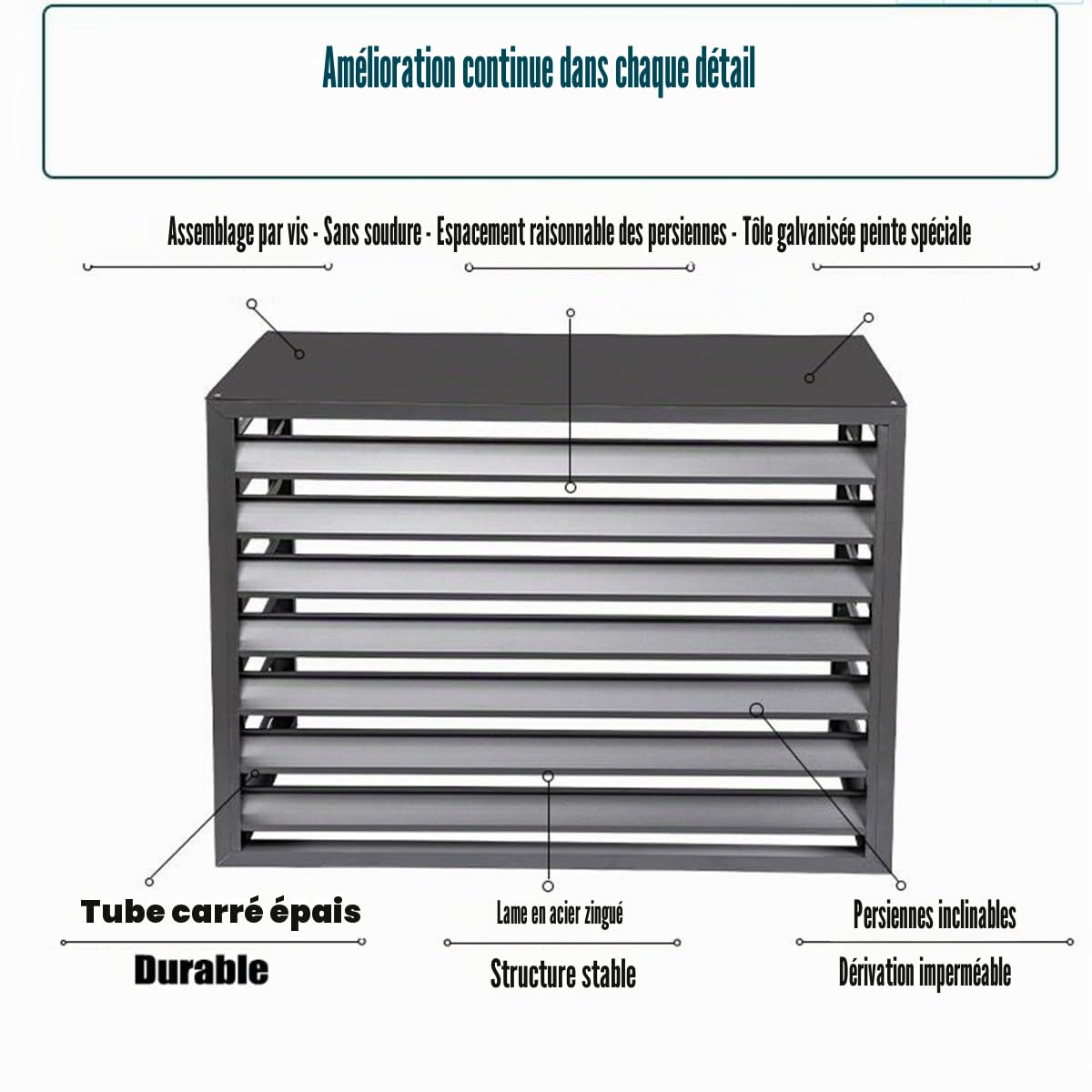 Cache Climatiseur en Aluminium, Protection De Unité Extérieur pour Pompe À Chaleur Écran Barrière D'intimité, Couvercle Anti-Poussière pour La Maison, Facile À Installer (Color : Blanc, Size : 110x8