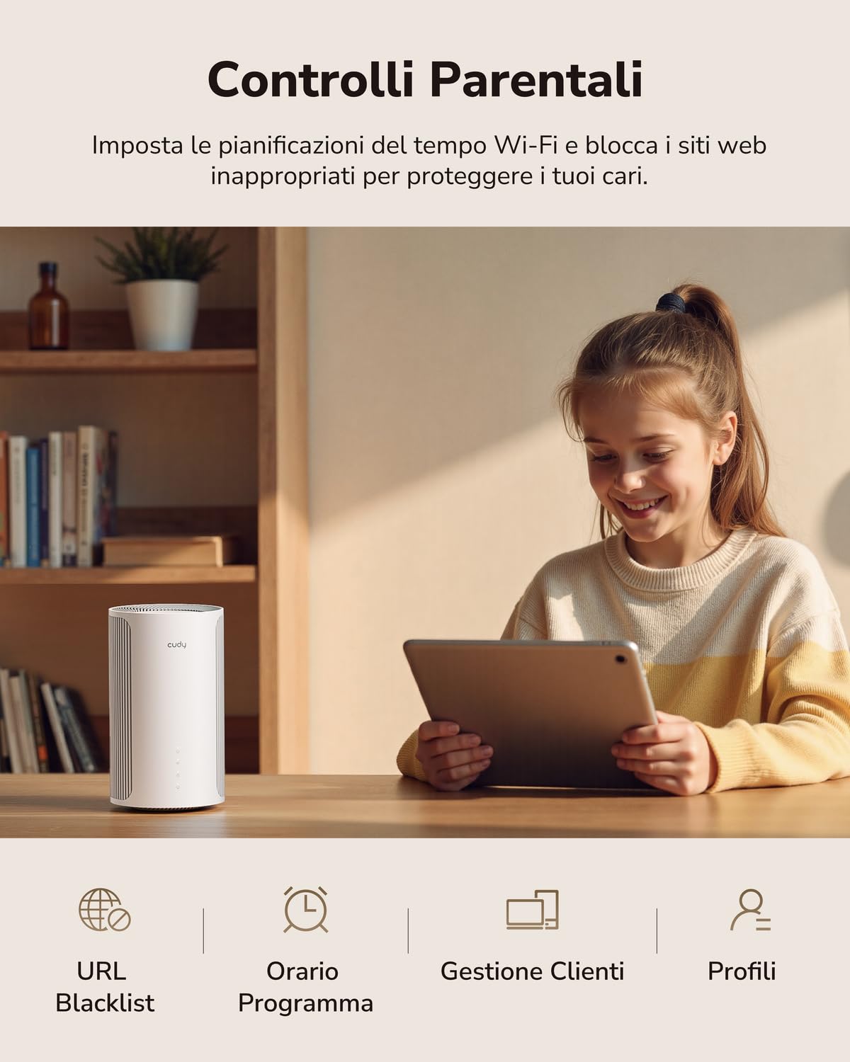 Cudy BE6500 WiFi 7 Sistema Mesh Dual-Band 140m² 2.5G Router M6500 1-Pack | Connette 200+ Dispositivi, Porta LAN 1G, Multi-Link Operation MLO, 4K-QAM, Sicurezza WPA3, App iOS Android, 8K Streaming VR
